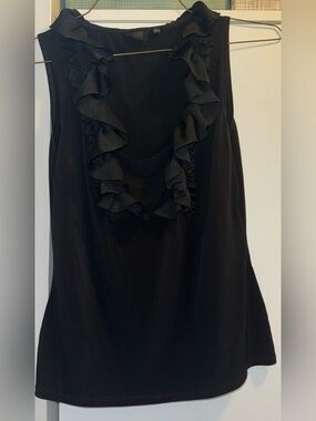 Saks Fifth Avenue Black Ruffled Sleeveless Blouse size small